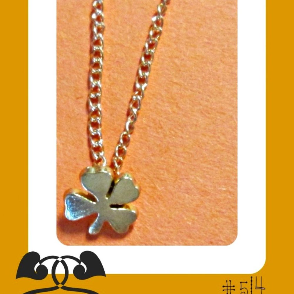 Gold Tone Four Leaf Clover Design Necklace For Good Luck For Girls/Teens